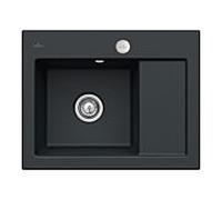 Villeroy et Boch Subway 45 Évier compact à encastrer 331202S5 gauche, avec garniture de vidage , vidage automatique, 650 x 510 mm, ébène CeramicPlus