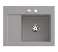 Évier compact encastrable Villeroy und Boch Subway 45 331302KD à droite, avec garniture de vidage , commande excentrique, 650 x 510 mm, Fossil CeramicPlus