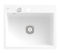 Villeroy und Boch Subway évier à chasse d'eau 33092FRW avec garniture de vidage et actionnement excentrique, Stone White