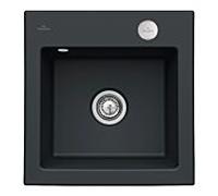 Villeroy und Boch Subway évier à chasse d'eau 33152FS5 avec garniture de vidage et actionnement excentrique, Ébène