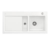 Villeroy und Boch Subway évier à chasse d'eau 67122FRW vasque à droite, avec garniture de vidage et actionnement excentrique, Stone White