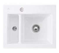 Villeroy und Boch Subway Évier à chasse d'eau 67802FRW avec garniture de vidage et actionnement excentrique, Stone White