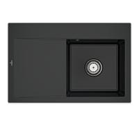 Villeroy und Boch Subway Style 45 évier encastrable 334701R7 droite, avec garniture de vidage , noir pur, 78 x 51 cm