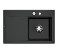 Villeroy und Boch Subway Style 45 évier encastrable 334702R7 droite, avec garniture de vidage , noir pur, 78 x 51 cm