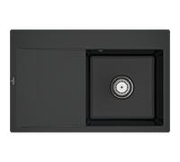 Villeroy und Boch Subway Style 45 Évier plat à chasse d'eau 33471FR7 à droite, avec garniture de vidage , commande manuelle, noir pur, 78 x 51 cm