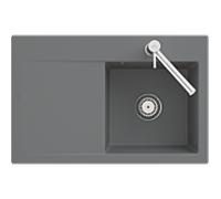 Villeroy und Boch Subway Style 45 Évier plat à chasse d'eau 33472FR7 droite, avec garniture de vidage , noir pur, 78 x 51 cm