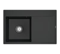 Villeroy und Boch Subway Style 45 Évier plat à chasse d'eau 33481FR7 gauche, avec garniture de vidage , commande manuelle, noir pur, 78 x 51 cm