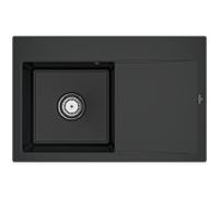 Villeroy und Boch Subway Style 45 Évier plat encastrable 334801R7 gauche, avec garniture de vidage , commande manuelle, noir pur, 78 x 51 cm