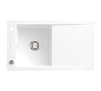 Villeroy und Boch Timeline 50 Évier plat à chasse d'eau 33072FR1 avec garniture de vidage et commande excentrique, blanc