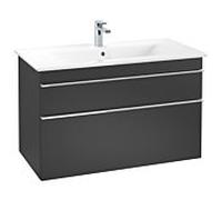 Villeroy und Boch Venticello A92601PD 95,3 x 59 x 50,2 cm, vasque au milieu, poignée chromée, Black Matt Lacquer