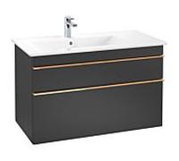 Villeroy und Boch Venticello A92705PD 95,3 x 59 x 50,2 cm, lavabo à gauche, poignée en cuivre, Black Matt Lacquer