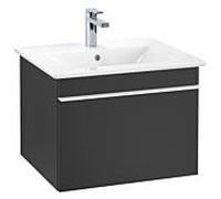Villeroy und Boch Venticello A93202PD 55,3 x 42 x 50,2 cm, poignée blanche, Black Matt Lacquer