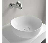 Villeroy und Boch Antao lavabo à poser 4A7240RW 40x39,5cm, asymétrique, sans trop-plein, pierre blanche C-plus