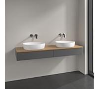 Villeroy und Boch Antao meuble sous-vasque K17011GK 160x19x50cm, plan vasque couleur chêne miel, laqué mat anthracite