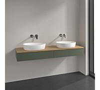 Villeroy und Boch Antao meuble sous-vasque K17011HL 160x19x50cm, plan vasque couleur chêne miel, laqué mat vert feuille