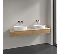 Villeroy und Boch Antao meuble sous-vasque K17113HN 160x19x50cm, plan vasque couleur botticino, chêne miel