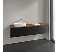 Villeroy et Boch Antao meuble sous-vasque K26152PD 160x36x50cm, trou pour robinetterie, plaque de lavabo couleur noyer chaud, laqué noir mat