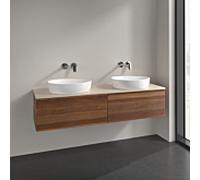 Villeroy et Boch Antao meuble sous-vasque K39013HM 160x36x50cm, plan vasque couleur botticino, noyer chaud