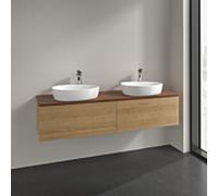 Villeroy und Boch Antao meuble sous-vasque K39152HN 160x36x50cm, trou pour robinetterie, plaque de lavabo couleur noyer chaud, chêne miel