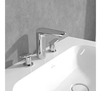 Villeroy und Boch Antao trois trous mitigeur lavabo TVW11100100061 bec fixe, avec push-open garniture de vidange , chromé