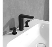 Villeroy und Boch Antao trois trous mitigeur lavabo TVW111001000K5 bec fixe, avec push-open garniture de vidange , noir mat