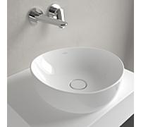 Lavabo à poser Villeroy et Boch Antao 4A7240R1 40x39,5cm, asymétrique, sans trop-plein, blanc C-plus