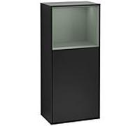 Villeroy und Boch Armoire latérale Finion F500GMPD 41.8x93.6x27cm, gauche, plateau étagère olive mat, laqué noir mat