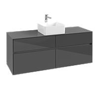 Villeroy und Boch Collaro C04500FP 140 x 54,8 x 50 cm, Glossy Grey