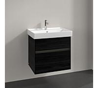 Villeroy und Boch Collaro meuble sous-vasque C009B0AB 60,4x54,6x44,4cm, évier au milieu, éclairage LED, chêne noir