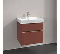 Villeroy und Boch Collaro meuble sous-vasque C009B0AH 60,4x54,6x44,4cm, évier au milieu, éclairage LED, vin rouge