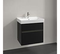 Villeroy und Boch Collaro meuble sous-vasque C009B0VL 60,4x54,6x44,4cm, évier au milieu, éclairage LED, noir volcan