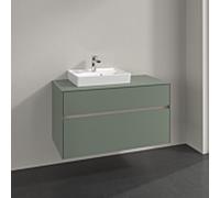 Villeroy und Boch Collaro meuble sous-vasque C017B0AF 100x54,8x50cm, meuble sous-vasque à gauche, éclairage LED 7,3 W, vert tendre