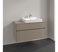 Villeroy und Boch Collaro meuble sous-vasque C018B0VM 100x54,8x50cm, meuble sous-vasque à droite, éclairage LED 7,3 W, taupe