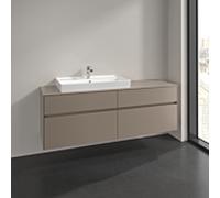 Villeroy und Boch Collaro meuble sous-vasque C026B0VM 160x54,8x50cm, meuble sous-vasque à gauche, éclairage LED 12W, taupe