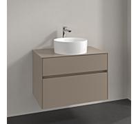 Villeroy und Boch Collaro meuble sous-vasque C037B0VM 80x54,8x50cm, lavabo au milieu, éclairage LED 5,7 W, taupe