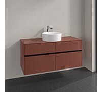 Villeroy und Boch Collaro meuble sous-vasque C04100AH 120x54,8x50cm, lavabo au milieu, bordeaux
