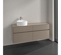 Villeroy und Boch Collaro meuble sous-vasque C046B0VM 140x54,8x50cm, meuble sous-vasque à gauche, éclairage LED 10,4W, taupe