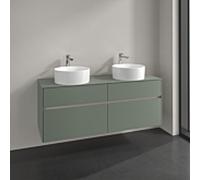 Villeroy und Boch Collaro meuble sous-vasque C048B0AF 140x54,8x50cm, pour 2 Waschtische , éclairage LED 10,4 W, vert tendre