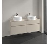 Villeroy und Boch Collaro meuble sous-vasque C048B0VN 140x54,8x50cm, pour 2 Waschtische , éclairage LED 10,4 W, gris cachemire