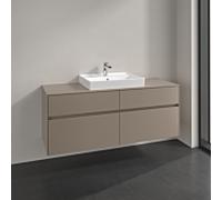 Villeroy und Boch Collaro meuble sous-vasque C087B0VM 120x54,8x50cm, lavabo au milieu, éclairage LED 8,8 W, taupe