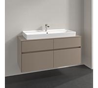 Villeroy und Boch Collaro meuble sous-vasque C092B0VM 140x54,8x50cm, lavabo au milieu, éclairage LED 10,4 W, taupe