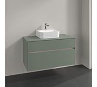 Villeroy und Boch Collaro meuble sous-vasque C09400AF 100x54,8x50cm, lavabo au milieu, vert tendre