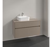 Villeroy und Boch Collaro meuble sous-vasque C095B0VM 100x54,8x50cm, meuble sous-vasque à gauche, éclairage LED 7,3 W, taupe