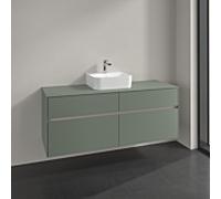 Villeroy und Boch Collaro meuble sous vasque C100B0AF 140x54,8x50cm, pour vasque au milieu, éclairage LED 10,4W, vert tendre