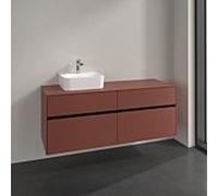 Villeroy und Boch Collaro meuble sous vasque C101B0AH 140x54,8x50cm, vasque à gauche, éclairage LED 10,4W, bordeaux