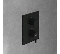 Villeroy und Boch Conum garniture set TVS127001000K5 thermostat encastré avec réglage du volume unidirectionnel, montage mural, noir mat