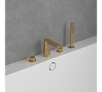 Villeroy und Boch Conum mélangeur de bain à quatre trous TVT12700200076 avec douchette, or brossé