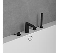 Villeroy und Boch Conum mitigeur bain 4 trous TVT127002000K5 avec douchette, noir mat