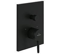Villeroy und Boch Conum set de finition TVT127001000K5 mitigeur bain/douche à encastrer, avec inverseur, montage mural, noir mat