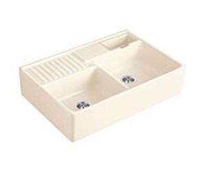 Villeroy und Boch double vasque 632391KR ensemble de déchets, opération manuelle, bol de repos, crema